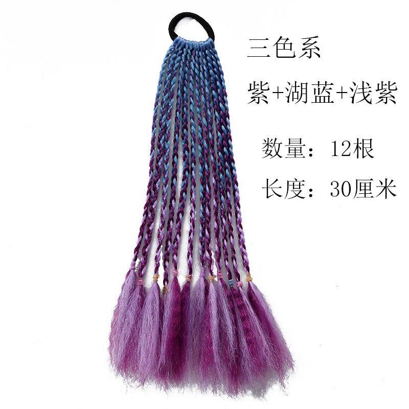 Children's Wig Dreadlocks Hair Accessories Bow Tie Style Colorful Braided Hair Ties Girls' Short Stage Cute Ombre Ponytail
