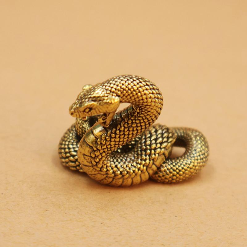 Vintage Brass Mini Snake Decorations Tea Pet Antique Animal Figurines Miniatures Home Desktop Ornament For Living Room
