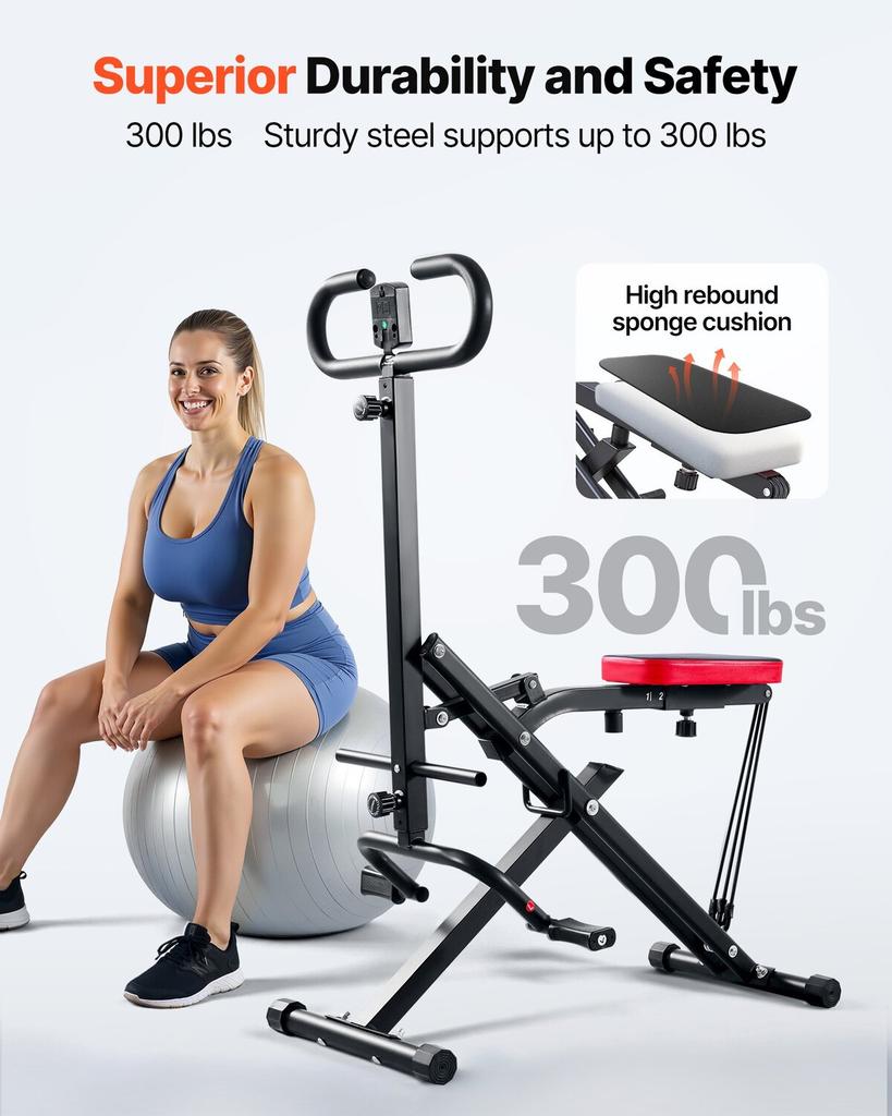 Squat Machine, Deep Squat Rowing Machine for Home, Easy Setup & Foldable Exercise Equipment, Glute Trainer Machine with 3 High-Strength Resistance