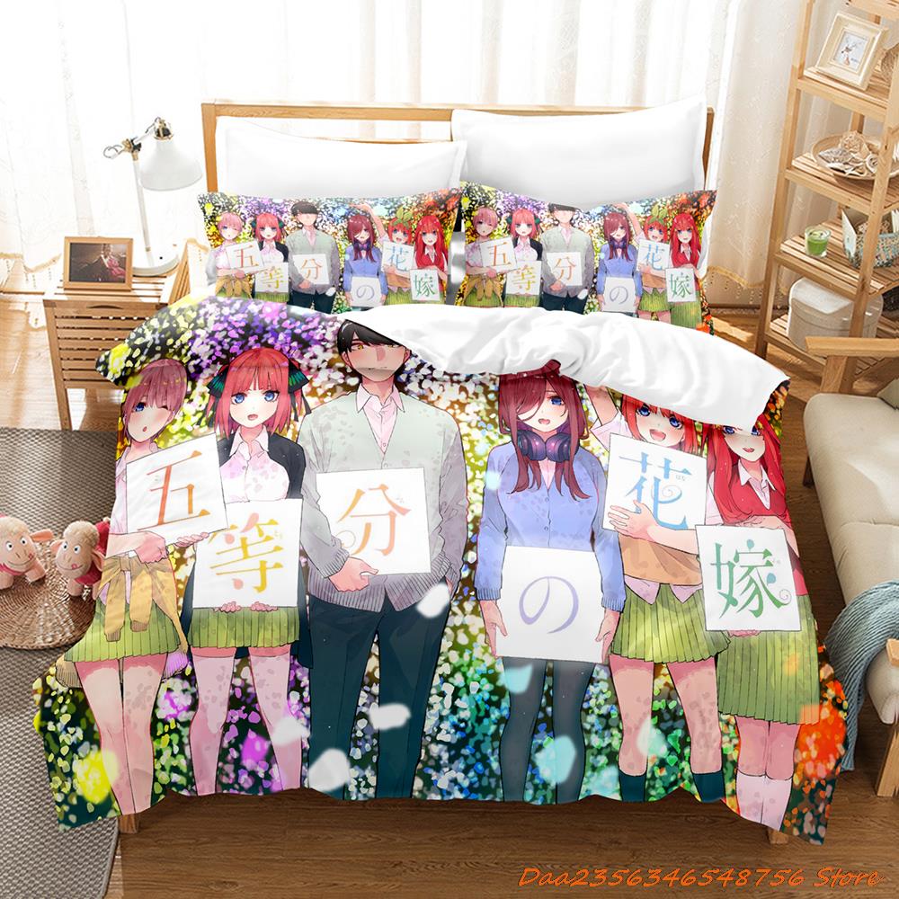 New The Quintessential Quintuplets Bedding Set Cartoon Anime three-piece set Adult Kid Bedroom Duvetcover Sets cama de casa