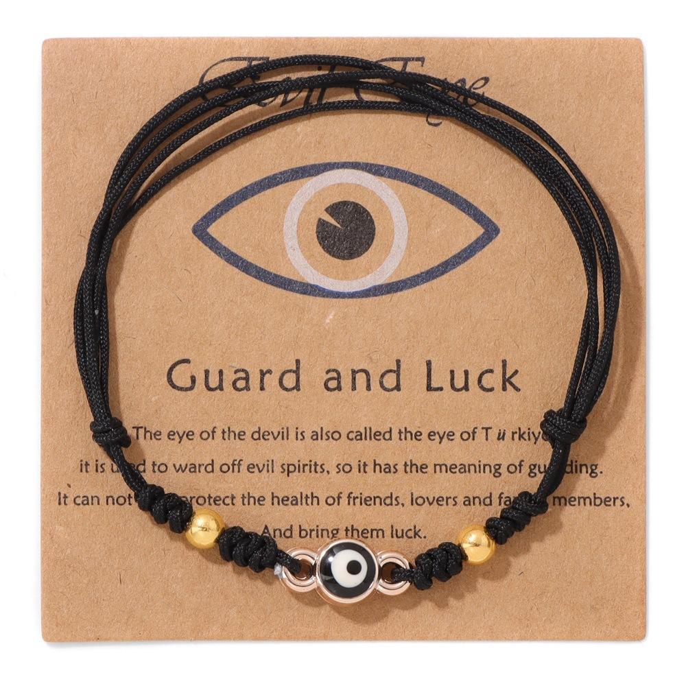 

Новий браслет «Око диявола» плетений браслет із золотими кульками 18 карат на зап’ясті with Card чорний