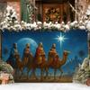 Three Kings Banner 71x43 Inch Three Wise Men Nativity Scene Holiday Backdrop Star of Bethlehem Religious Background for Indoor Outdoor Xmas Party