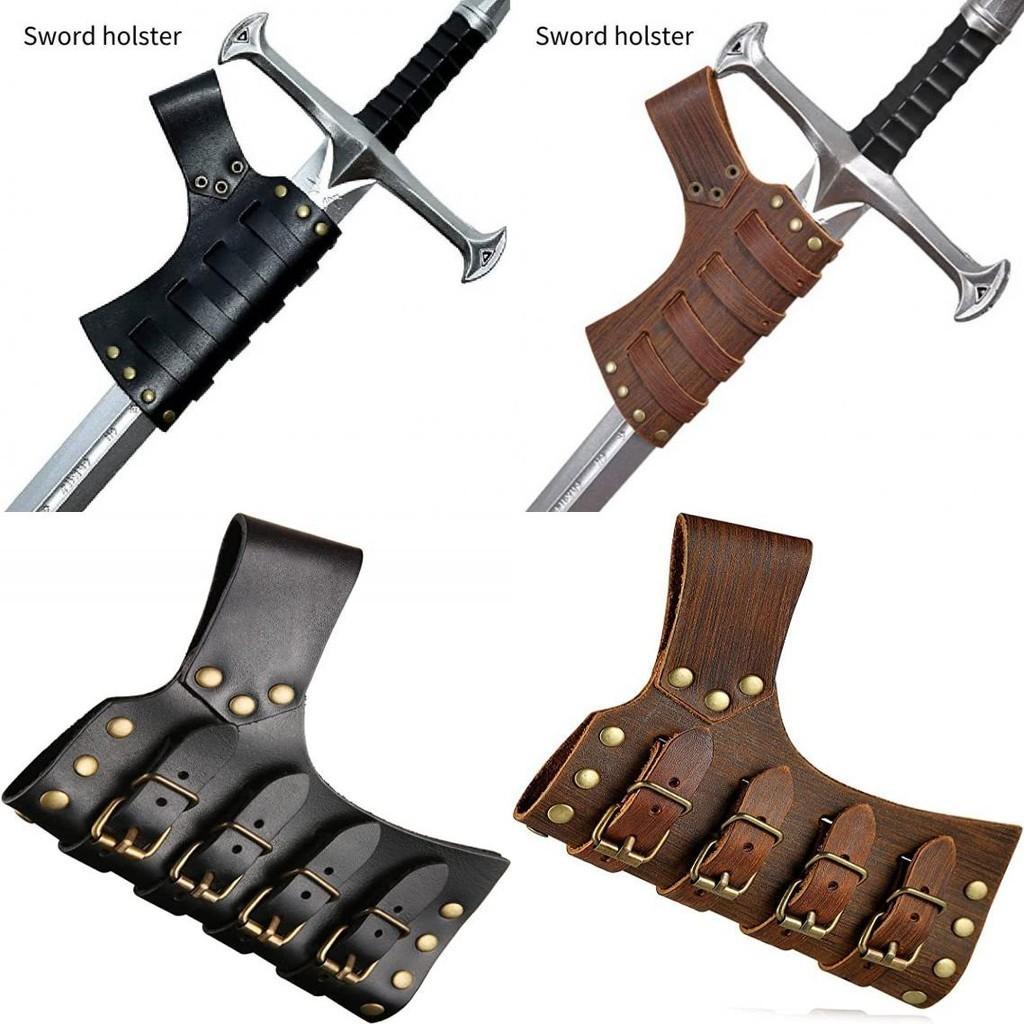 Medieval Frog Skin Sword Renaissance Accessory Knight Sword Leather Sheath Costume Accessory Adjustable Black Brown Pu