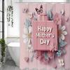 Happy Mother's Day Floral Butterfly Scented Shower Curtain, Bathroom Decorative Shower Curtain, Waterproof Shower Curtain with H