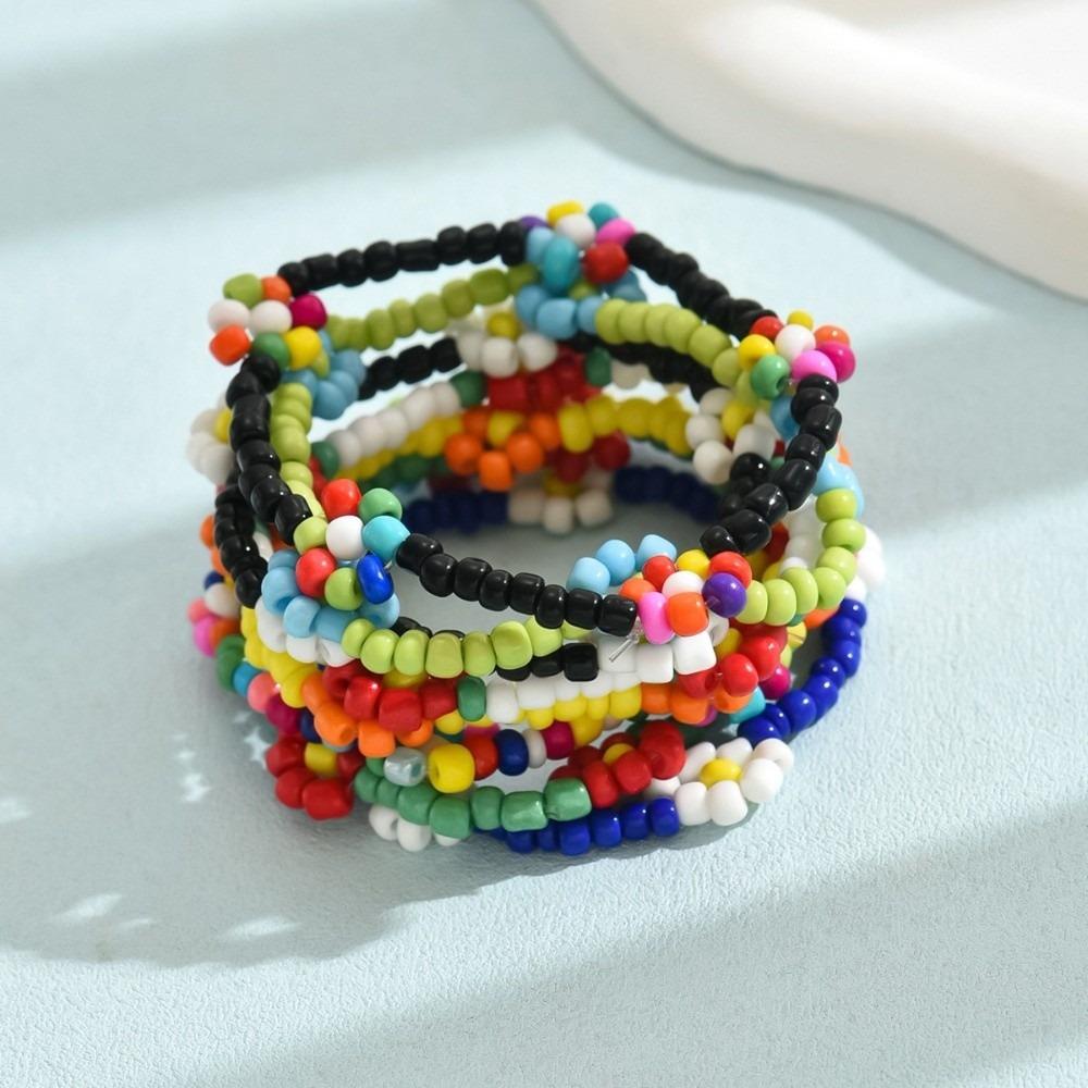 8pcs Bohemia Elastic Beaded Bracelet Multi Beaded Charms Bracelet Set  Summer