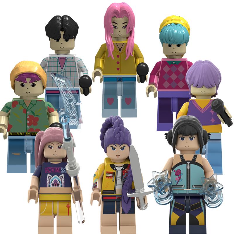 KPop Demon Hunters, a Group of Demon Hunters, Build Blocks with Lumi and Assemble Toy Building Blocks with Dolls