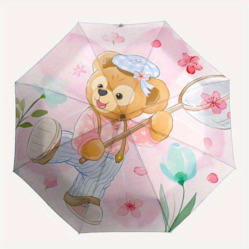 

1pc Floral Duffy Automatic, Foldable Compact Umbrella Vibrant Motif, Casual Style, Sturdy Iron Frame, Essential for fans a003