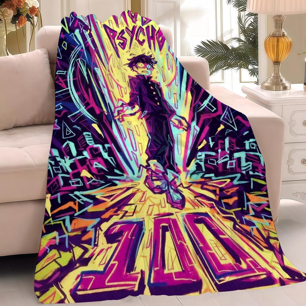 Hot Anime M Mob P Psycho 100 Blanket Warm And Soft Suitable For Bedroom Living Room Sofa Bed Office Travel Camping