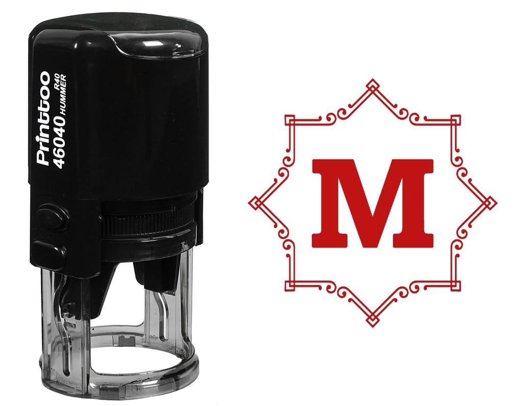 Printtoo Octagon Celtic Swirl Frame M Alphabet Monogram Initial Self Inking Rubber Stamp Office