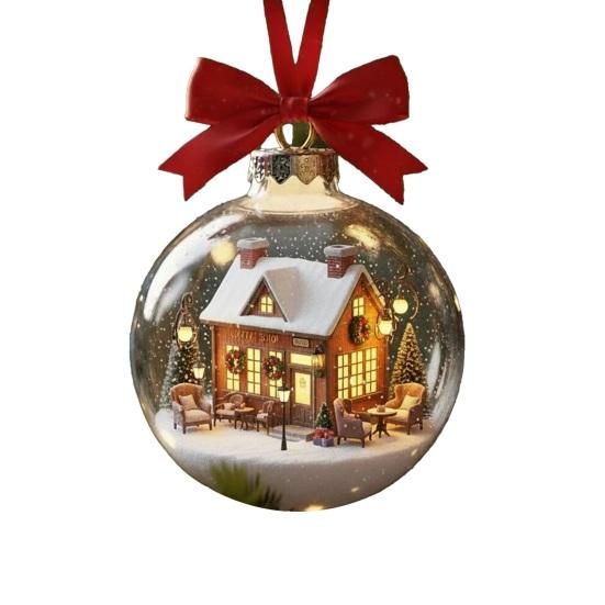 Juleanheng Scenekule Festlig Atmosfære Dekorasjon med Hus Inni Dekorativt Ornament