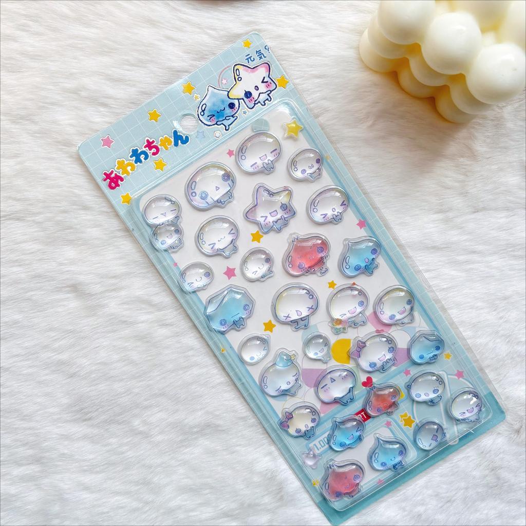 Little Water Drop Sauce Mini Three Dimensional Stickers Embossed 3D Cartoon Stickers Decorative Solid Waterproof Stickers