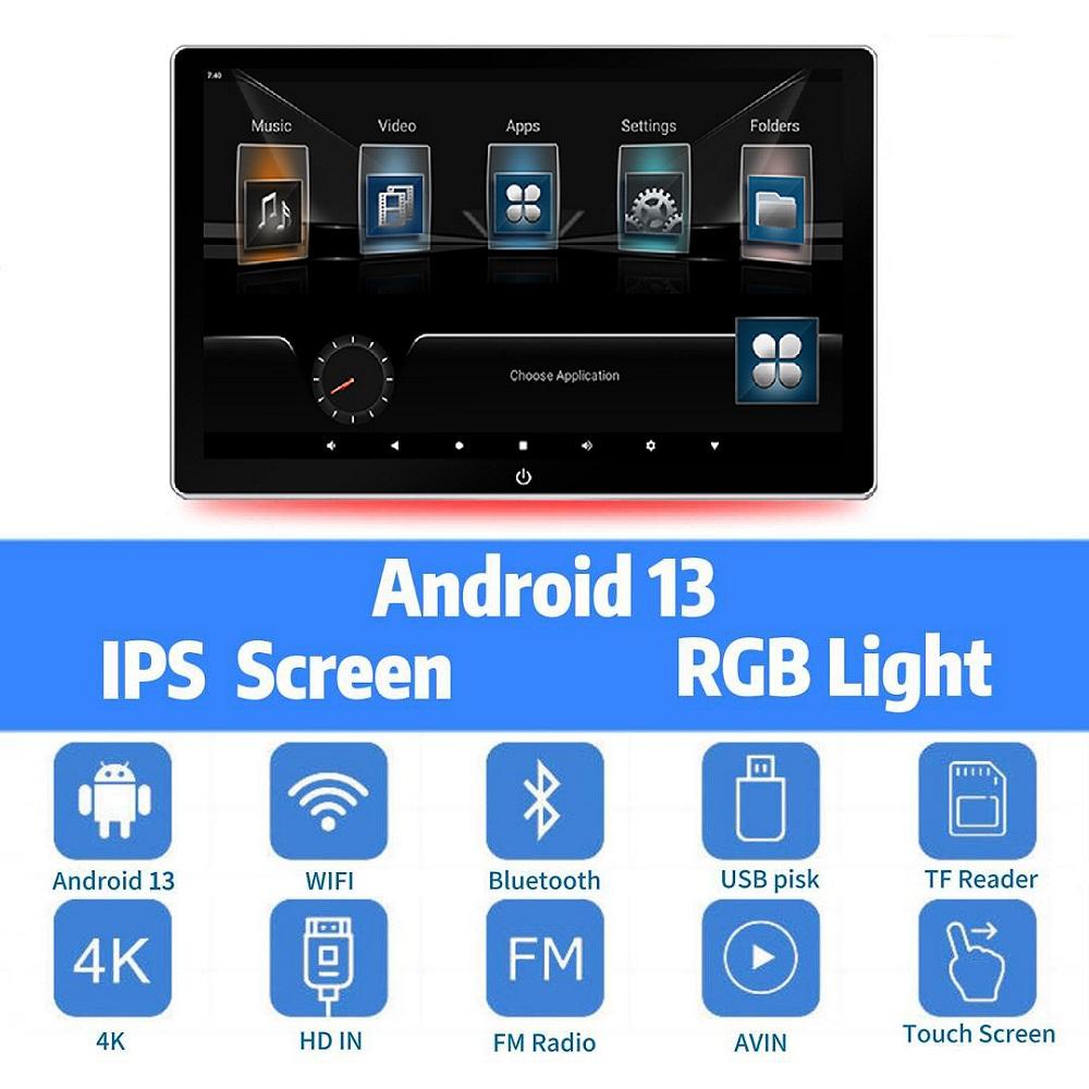 New Ultra-thin 10.1-inch External Headrest Android Display, Single HD Monitor, In-car Rear-seat Multimedia Entertainment System.