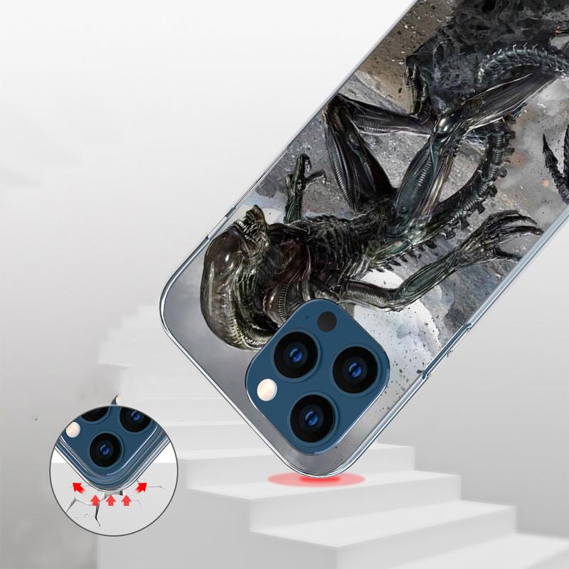 Alien Vs Predator Bemalte Cover Handyhülle Für iPhone 16 17 Air 15 14 Pro Max 16E Handyhülle 13 Mini 12 11 7 SE 8 Druckmuster