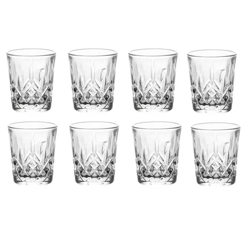 12 Pièces/8 Pièces/6 Pièces/4 Pièces/2 Pièces Verre Embossé 50ml Tasses à Spiritueux Gravées Tasse à Boire le Thé Baijiu Verre à Eau Petite Capacité Coupe à Vin white