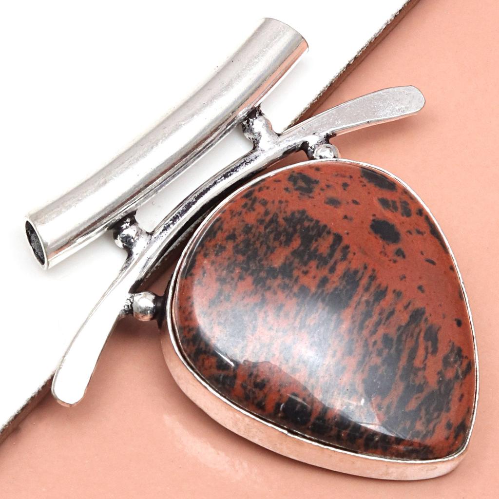 Mahogany Obsidian Handmade Women's Unisex Silver Jewelry Pendant 1.75