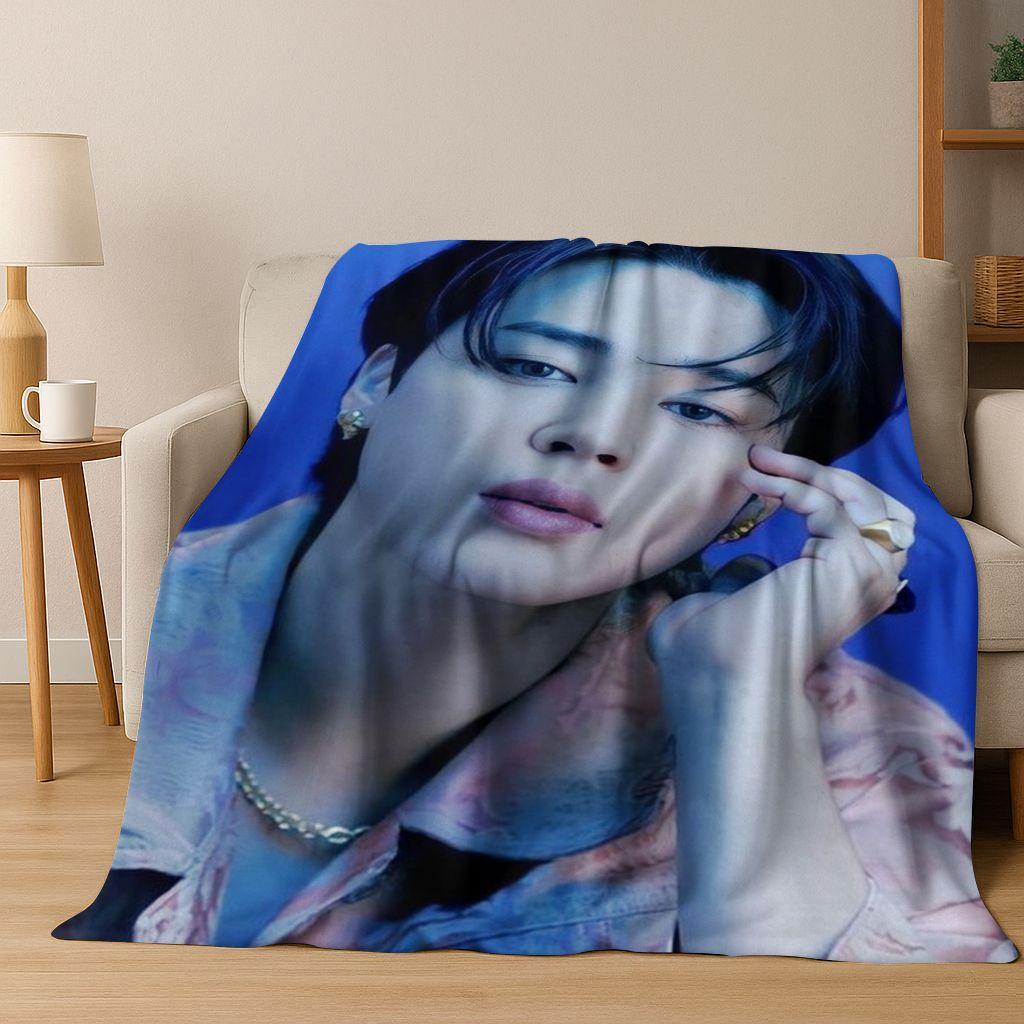 3D JIMIN Solo KPOP Singer Flannel Blanket,Warm and Cozy Soft Throw Blanket for Home Bedroom Bed Sofa Picnic Office Cover Gift
