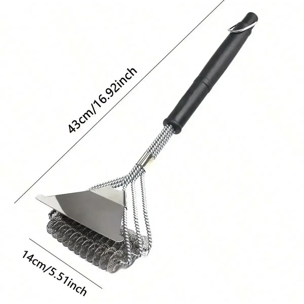 1pc-Safe Grill Brush and Scraper Barbecue Grill BBQ Brush Clean Tool Rust Resistant Stainless Steel Bristles Barbecue Cleaner