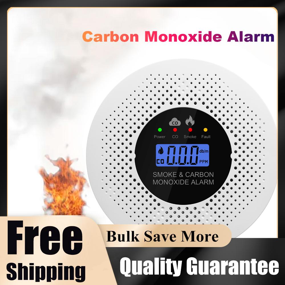 Smoke Detector Carbon Monoxide Alarm with LCD Display 2 In 1 Smoke CO Monitor AAA Batteries Powered for Home Kitchen Apartment