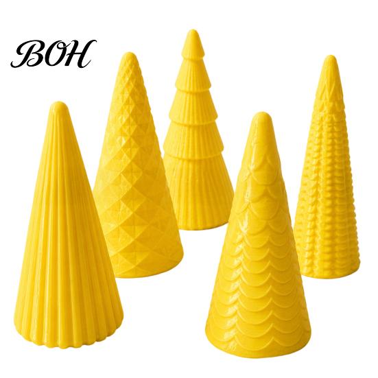 Christmas Tree Decorations Set 5Pcs Illuminated With/No LED Lights, Nordic Style Luminous Decorative Figurine Tabletop Ornaments, Cone for Home Office