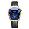 HOURSLY 6617 Fashion Men's Watches Motorcycle Cool Waterproof Sport Wristwatch Quartz Stainless Steel Belt Watch Gold Band Clock