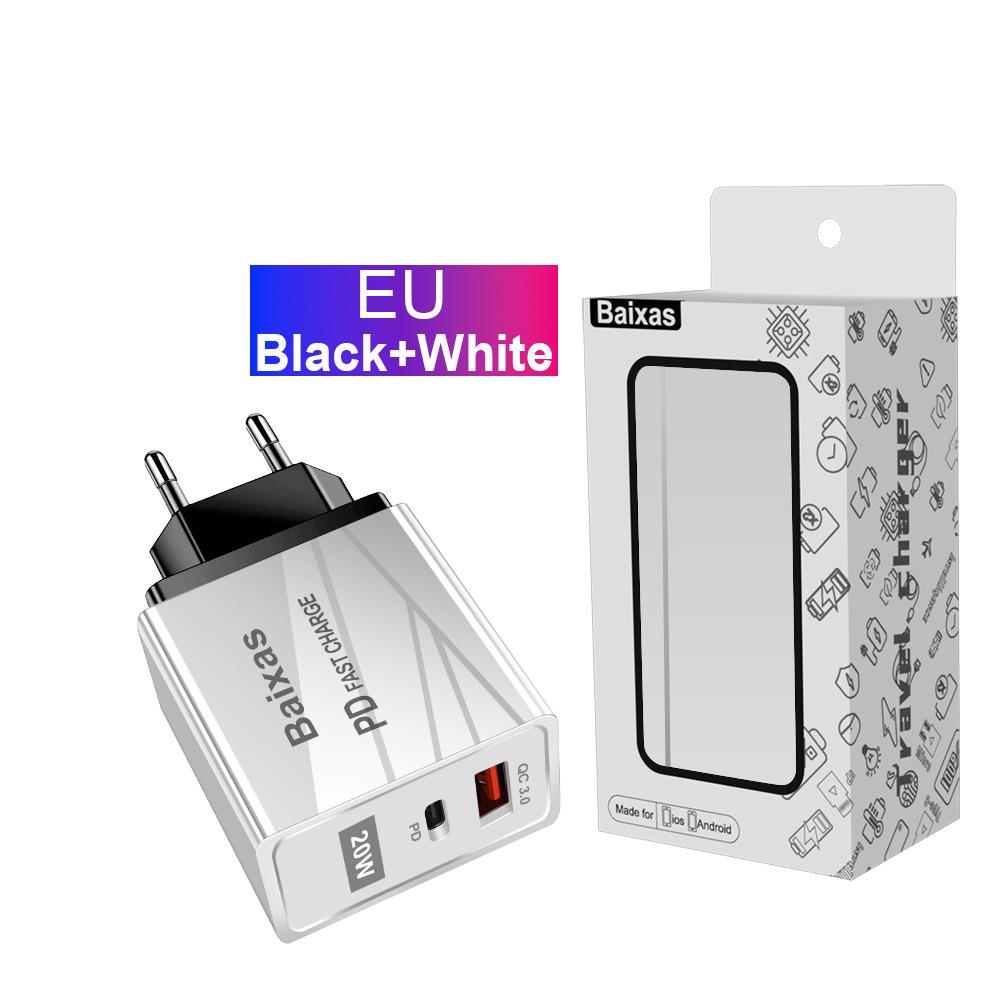 EU Standard QC3.0+PD Travel Charger with Fast Charging USB Ports (5V/9V/12V) - Compatible with EU, UK, AU