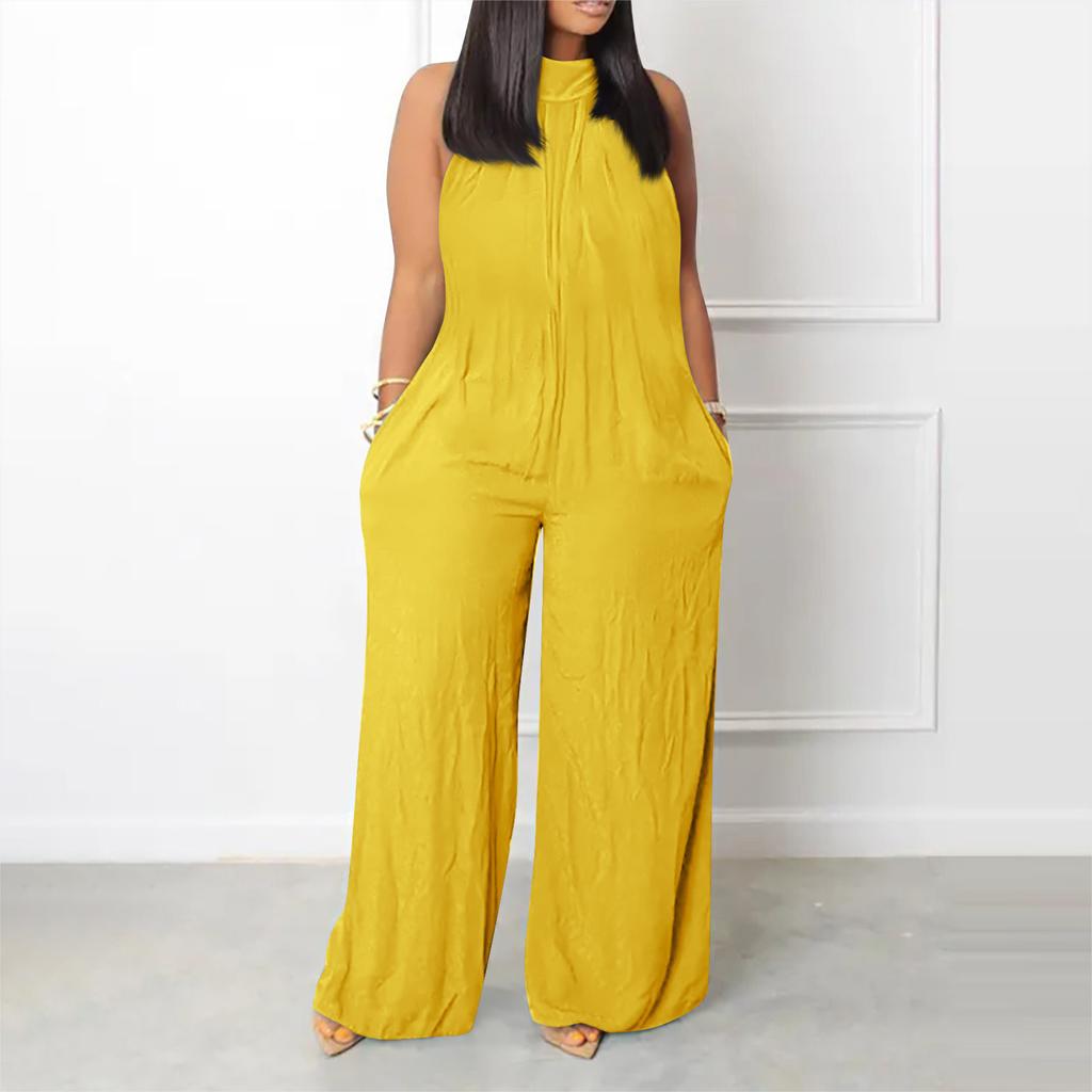 Women's Plus Size Jumpsuit Summer Beach Sleeveless Color Casual Fashion Wide Leg Jumpsuit