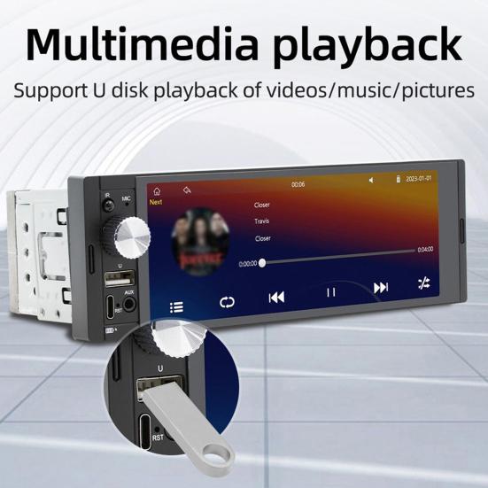 

Bluetooth-совместимый автомобильный MP5-плеер с сенсорным экраном, цифровой дисплей, поддержка мультимедиа, мобильный телефон, зеркальная связь, автомобильный радиоприемник