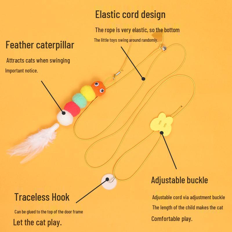 Cat Teaser Wand with Hanging Plush Rope for Kittens