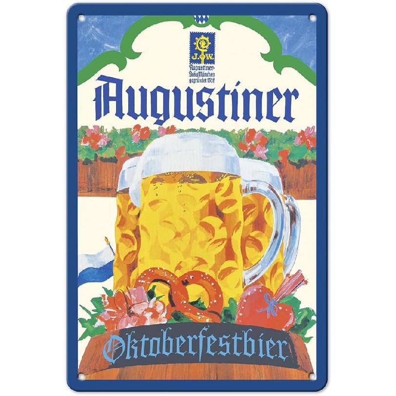Pacifica Island Art Augustiner-Bräu Brewery Octoberfest Beer (Oktoberfestbier) - Vintage German Advertising Poster c.1856-8 x 12 inch Vintage Metal 12 L x 8 W