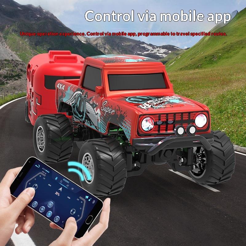 1:64 Mini Alloy RC Off Road Pickup Truck 2.4GHz Bluetooth App Control 3 Speed Shockproof LED Lights Powerful Motor For Kids