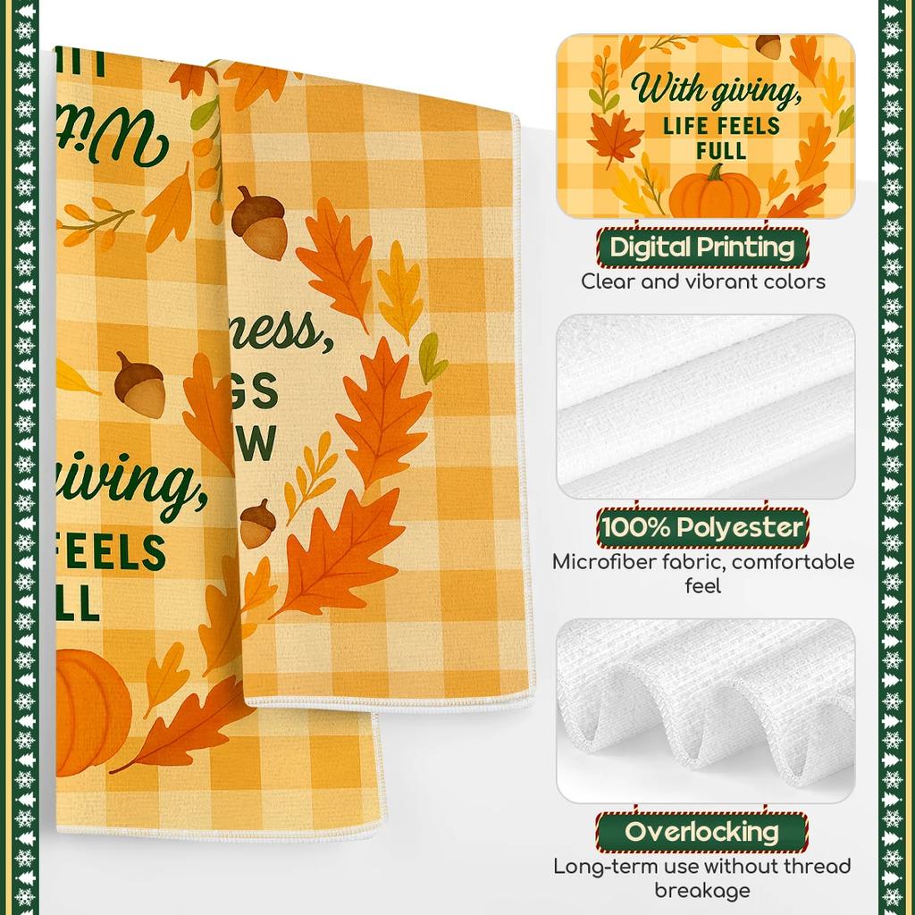 2/4/6pcs set Kitchen Towels Autumn Thanksgiving themed mapleHand Towels Christmas Decorations for Home Noel Dish Towels Gifts