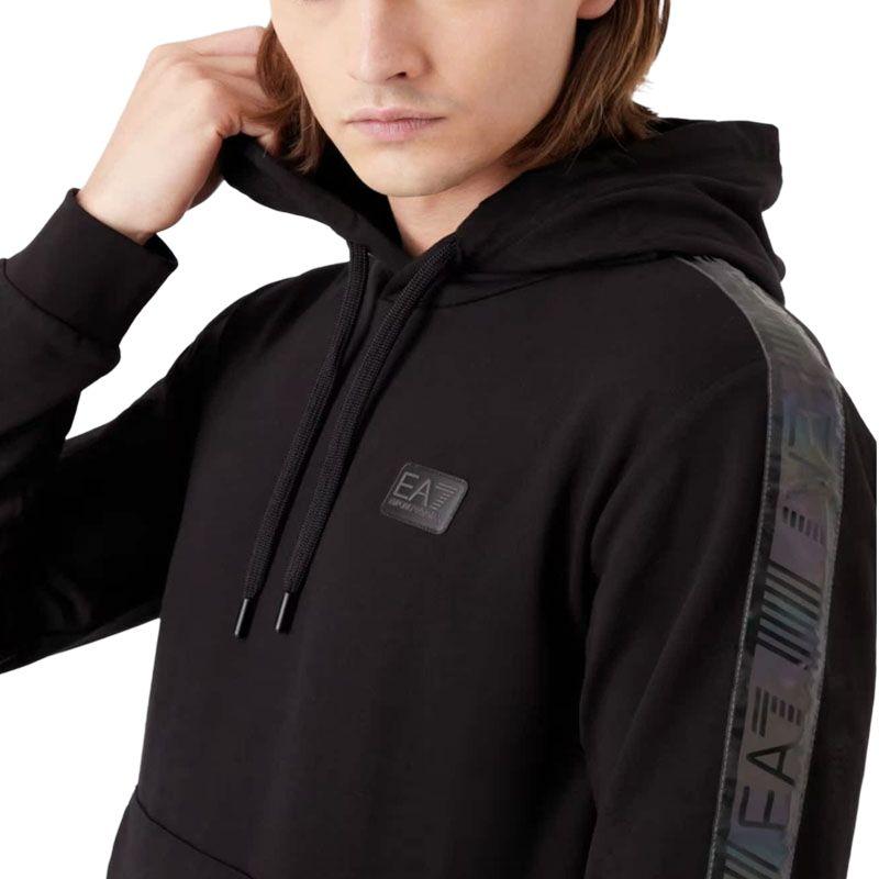 Emporio Armani FW22 Letter Casual Micro Logo Print Loose Hoodie Men Hoodies Black 6LPM44-PJ05Z-1200