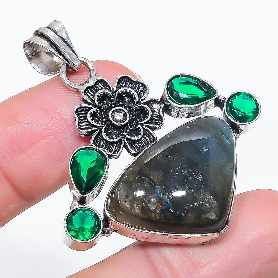 

Natural Labradorite, Diopside 925 Sterling Silver Jewelry Pendant 1.97 c2b03