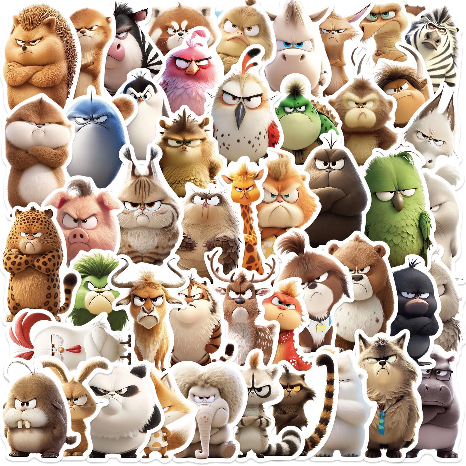 Набор наклеек «Дикие животные фермы»: Лось, Альпака, Панда и Лев