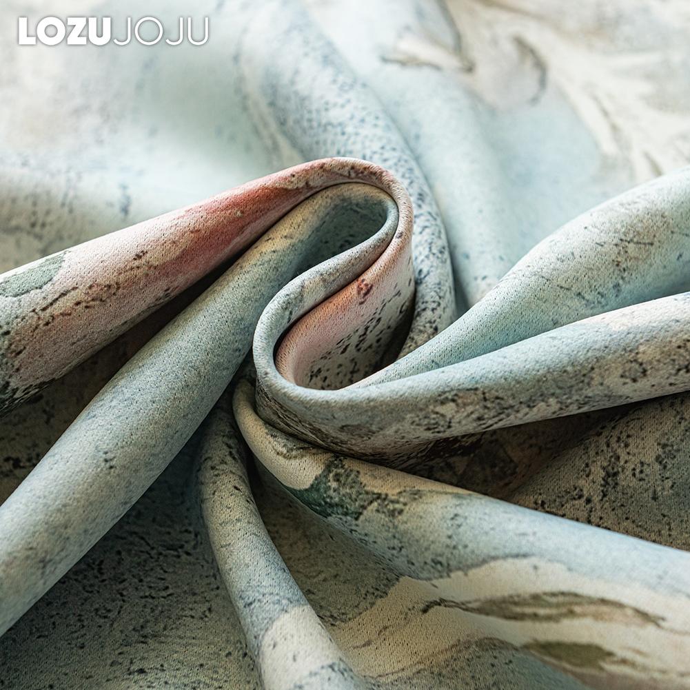 1PC LOZUJOJU French Idyllic Style Blackout Curtains Blue Bottom Peony Print Curtains Thick Curtains for Bedroom Living Room Window for Home Decor