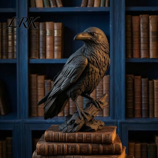 Unique Birthday Gift for Gothic Lovers Realistic Black Crow Figurine, Resin Raven Statue Halloween Tabletop Figurine Decor, Dark Spooky Ornament Home