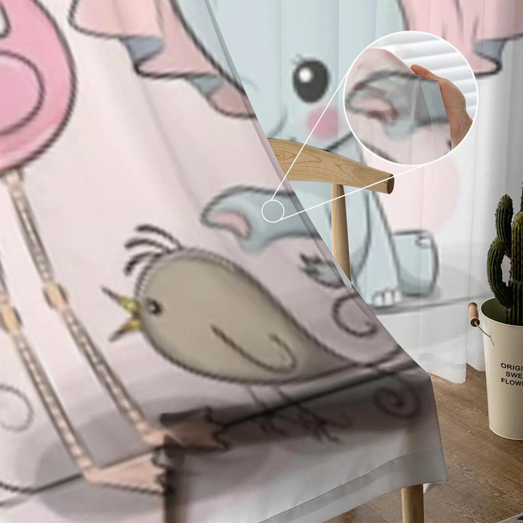 Urocze kreskówkowe słonie i flamingi przezroczyste zasłony do okna w salonie przezroczysta woalowa tiulowa zasłona zasłony do sypialni