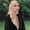 90*90Cm Crinkle Square Scarf Women Solid Color Wrinkle Hijab Shawl Thin Soft Cotton Hair Wraps Headscarf