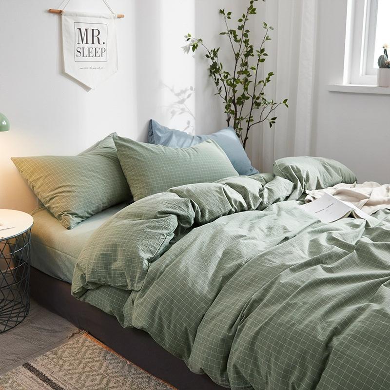 G5Z High-Quality Japanese Washed Cotton Small Check 4-Piece Set