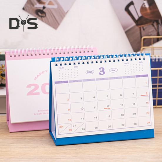 2025 Small Desk Calendar Standing Flip Desktop Calendar Monthly Planner Time Management Organizer for Home Office School