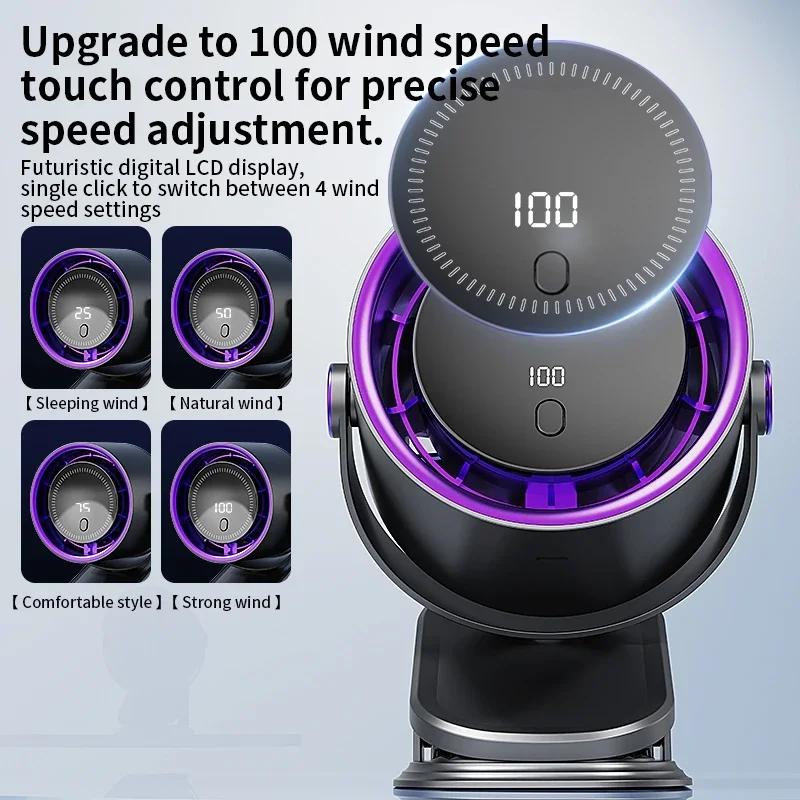 Desktop Bladeless Fan, USB Clip-on Air Conditioner, Portable Digital Display 100-speed Turbo Mini Fan