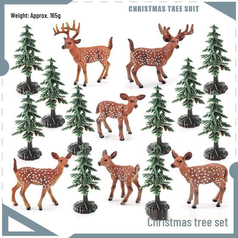 Simulated Christmas Reindeer and White-Tailed Deer Ornament Set