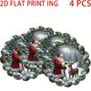 4pcs Christmas Placemats, Santa Claus Xmas Snowflake Table Mats Winter Decor and Supplies for Home Party Kitchen Dining Table