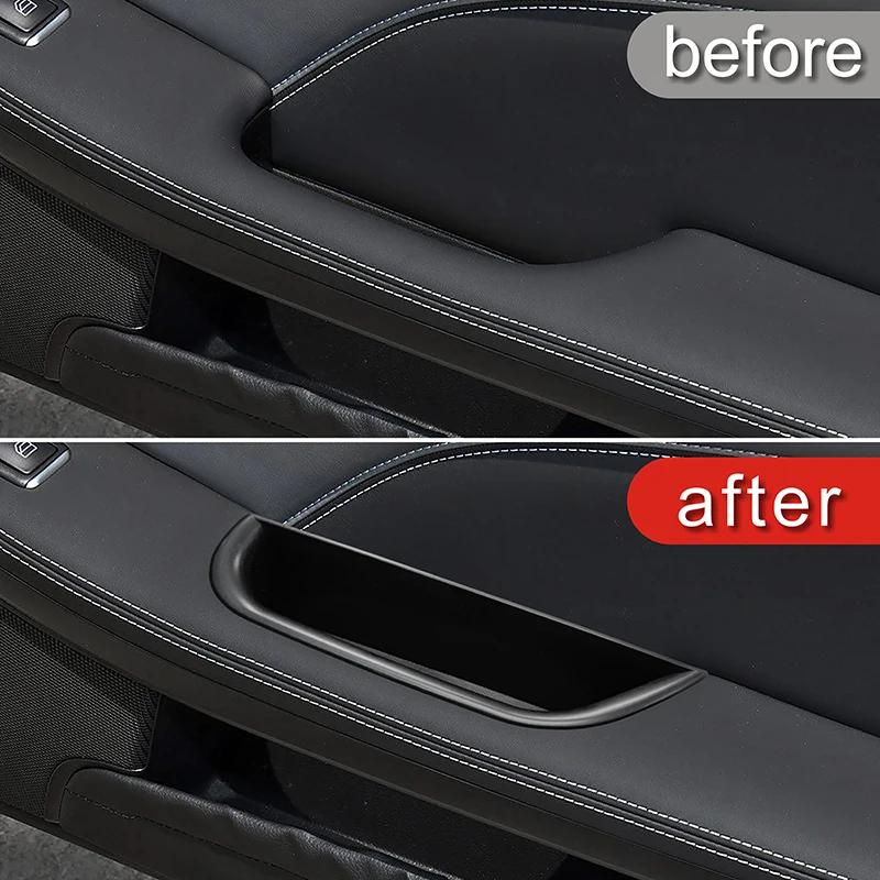 Car Styling Door Storage Box Decoration Cover Trim For Mercedes Benz SLK SLC 2012-2018 Black Interior Accessories