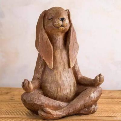 Handcrafted Lotus Pose - Yoga Bunny Figurine - Home & Garden Decor, Collectible Figurine - Handmade Rabbit Yoga Tabletop Shelf Zen Decor Figurines
