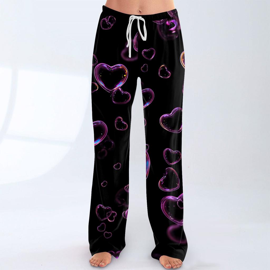 Women's Valentine's Day Heart,themed Casual Milk Silk Fleece Pants, Sleep Pants, Home Pants