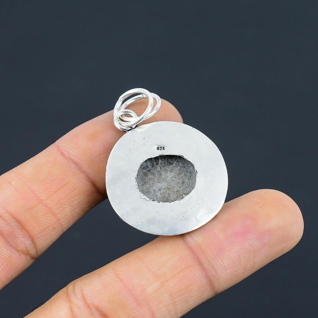 Natural Stingray Coral Gemstone Pendant 925 Sterling Silver Indian Jewelry