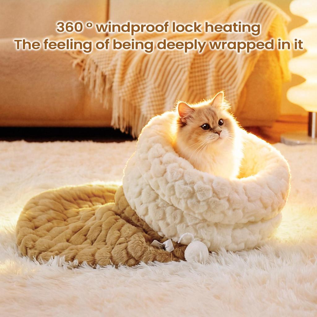 Cat Sleeping Bag Winter Warm Plush Bed Soft Enclosed Cat Nest For Bunny Small Animals Kitten Winter Indoor Bedroom Living Room