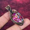 Natural Kingman Pink Dahlia Turquoise Pendant Copper Wire Wrapped Dainty Pendant