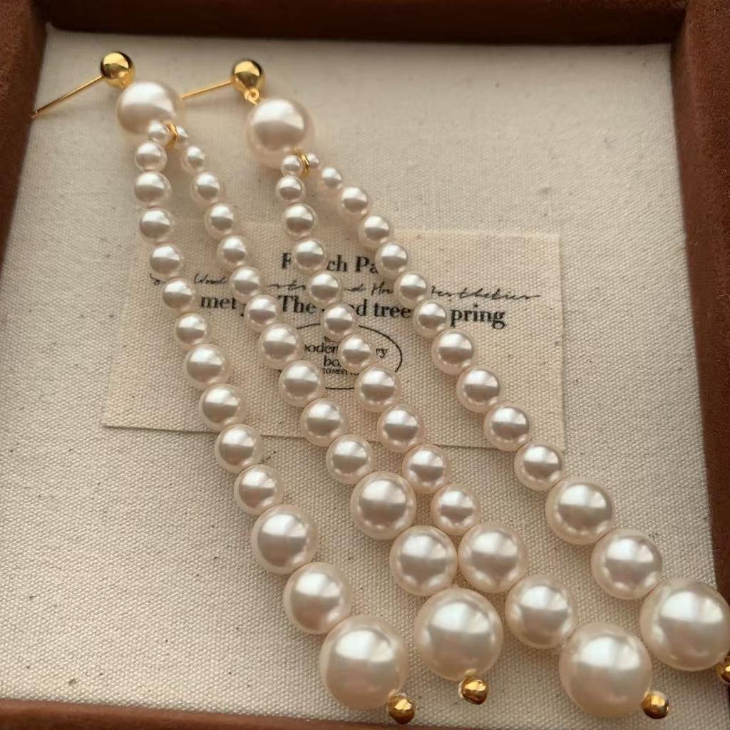 Classic Elegant Pearl Earrings Earrings Tassel Retro Exquisite Niche Premium Daily Light Luxury Versatile Earrings